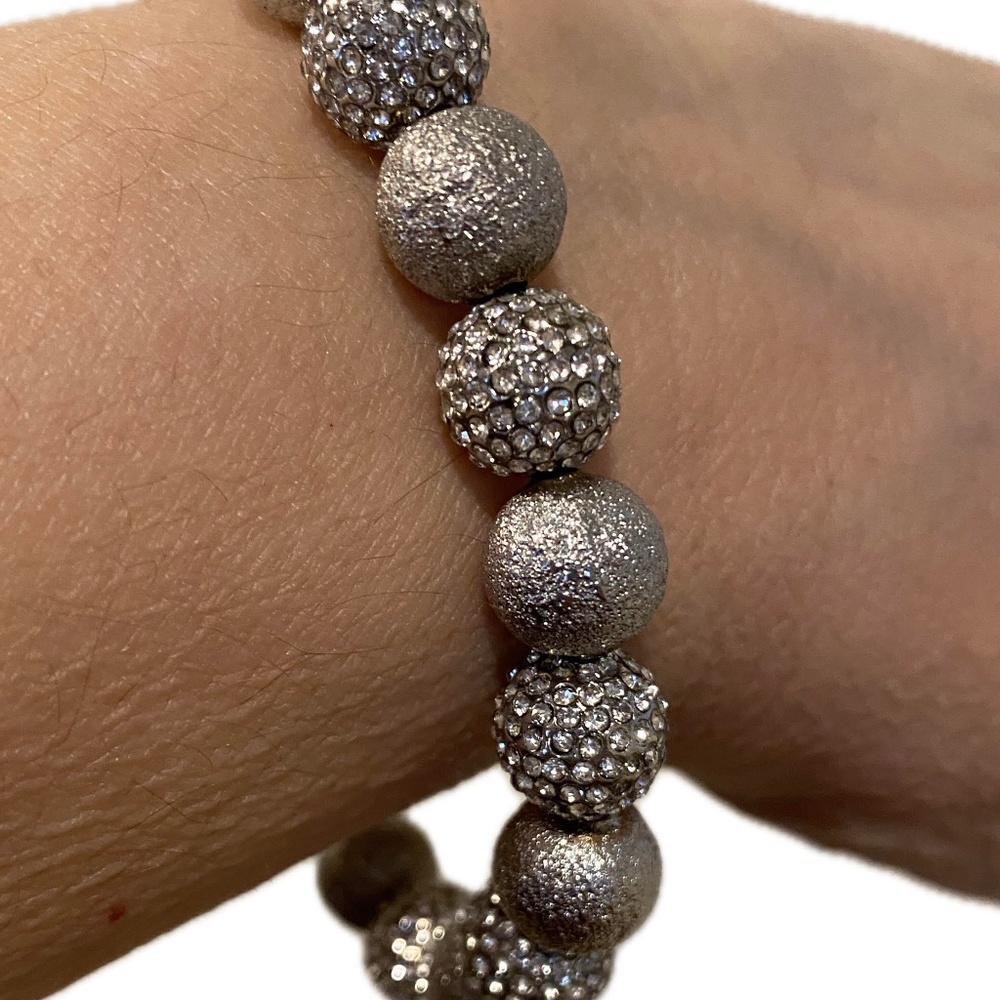 Sparkle Beads Stretchy Bracelet - silver